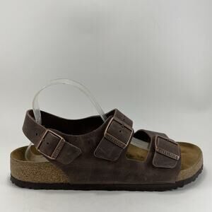 Birkenstock Milano Backstrap Sandals Mens Size 44 US 11-11.5 Brown Oiled Leather